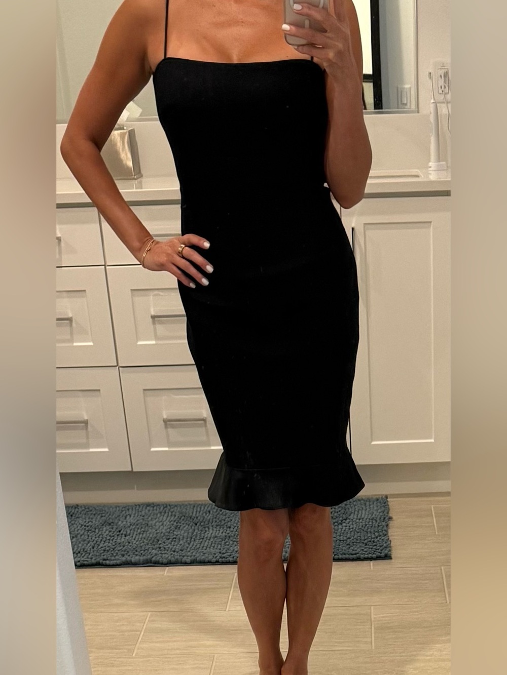 Laundry By Shelli Segal Black Ruffle-Hem Midi Dress